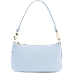 Women B Blue Retro Vegan Leather Polyester Lining Classic Clutch Tote HandBag